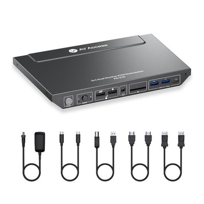 AV Access KVM Dockingstation 2 PCs 2 HDMI 4K 60Hz USB 100W LAN
