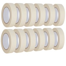 Masking Tape 1 inch 12 Pack, Adhesive Painting Tape Bulk for General Purpose Use