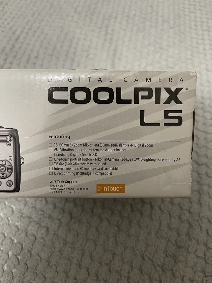 Nikon COOLPIX L5 7.2MP Digital Camera Tested Works No Card w/Box and A/V Cable - Image 3 of 3