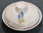 Vtg Discontinued Frankoma Pottery tortilla warmer with lid in Bluebonnet pattern