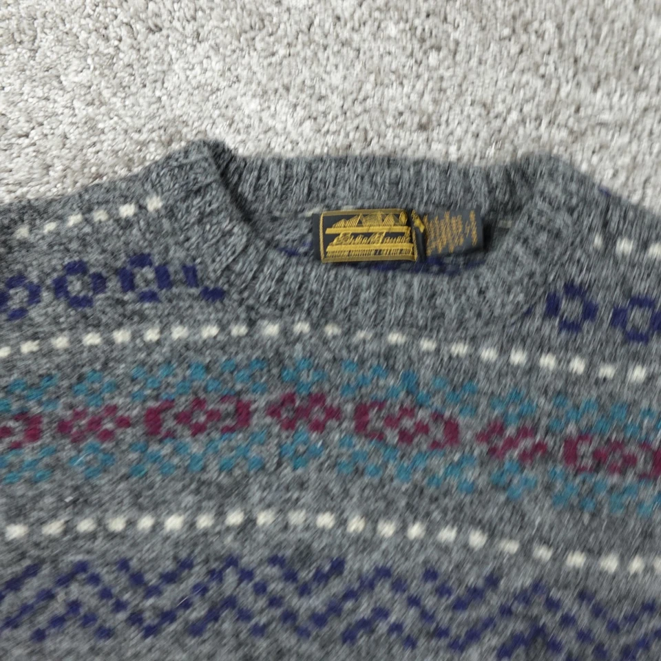 Suéter Eddie Bauer Para Hombres Grande Nórdico Isla Justa Tejido Lana Cuello Redondo Pullover Foto 2 de 4