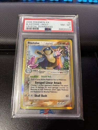 Pokémon TCG Blastoise EX Crystal Guardians #2 Holo Rare PSA 8 2006 English