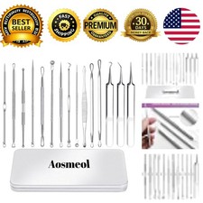 15 PCS Pimple Popper Tool Kit Blackhead Remover Comedone Extractor Stainless