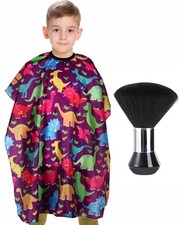 Kids Barber Cape with Neck Duster Brush, Professional Salon Hair Cutting Cape wi