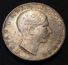 1938 yugoslavia 50 Dinara serbia Petar II pre world war large silver type coin