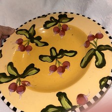 DROLL DESIGNS - 6” Black Radish Cereal Bowl Handpainted Art Pottery USA