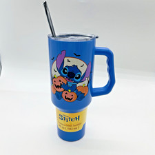 NEW DISNEY STITCH HALLOWEEN STAINLESS STEEL TUMBLER W/STRAW 40 OZ.