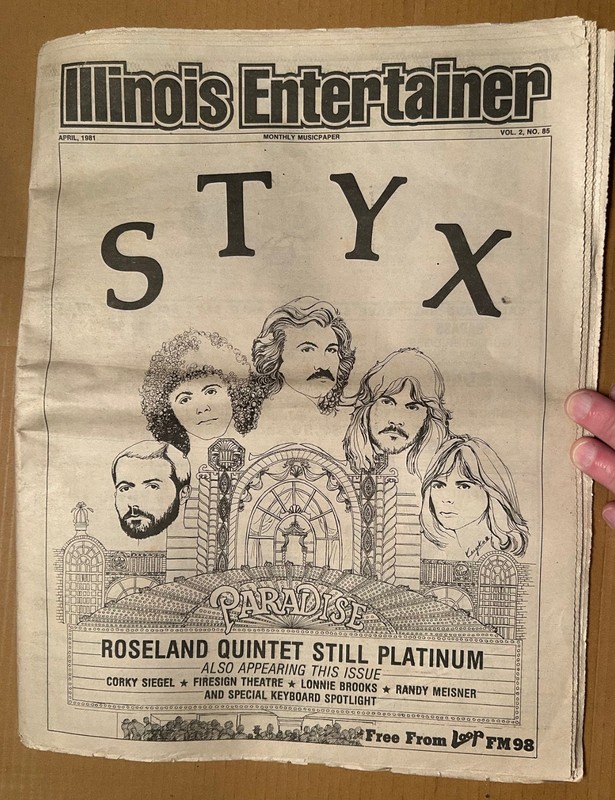 ILLINOIS ENTERTAINER. April 1981 STYX. Knaves. Lonnie Brooks, Corky Siegel.
