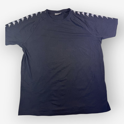 Kappa T-Shirt Black Logo Tape Sleeves Streetwear Oversized Size XL