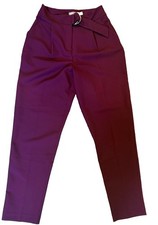 ASOS Women’s Purple Pleated high rise Pant Buckle Closure 4 Tailored Excellent
