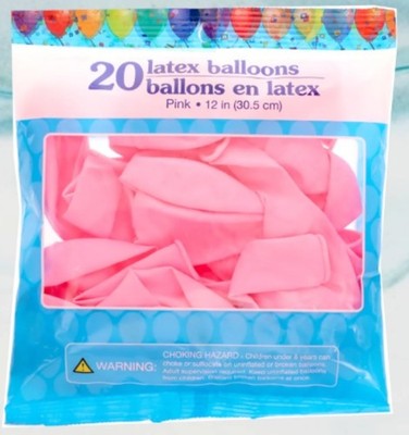 20 Latex Balloons 12'' Pink Brand New Factory Sealed FREE SHIP