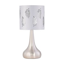 Modern Brushed Chrome Touch Operated Table Lamp Bedside Light Fern Shade