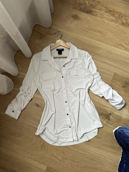 Women DKNY Shirt White Polyester 38 / M / 46 #BMZ8