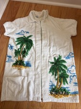 Vintage Terry Cloth Beach Swim Coverup 60's Resort Palm Trees Miami Florida