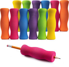 Long Foam Pencil Grips for Kids Adults Colorful, Cushioned Holders for Handwriti