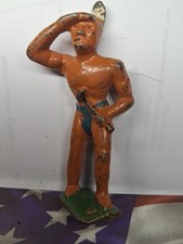 Grey Iron Indian Brave Shielding Eyes