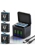 Pack of 3 batteries 3 slots charger kit for GoPro Hero 12 11 10 9 black