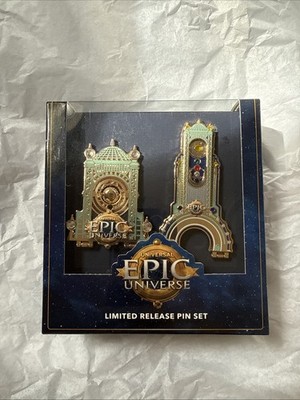 Universal Epic Universe One Year Anniversary Chronos & Entrance Pin Box 2 Set LE
