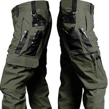 Men Tactical Cargo Pants Waterproof Multi-Pocket Outdoor Work Hiking Pants