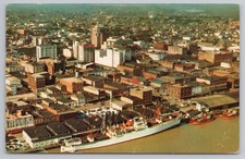 Aerial View of Downtown Mobile Alabama and Mobile River c1963 Postcard
