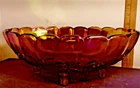 VTG Indiana Iridescent Carnival Glass Fruit Bowl Oval Harvest Grape Amber Footed
