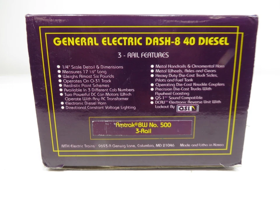 MTH No. 500 Amtrak BW General Electric Dash-8 40 Diesel LN 8970 - Image 3 of 4