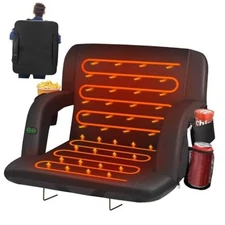  Dual-Sided Heated Stadium Seats for Bleachers with Back Support, 3 21" Black