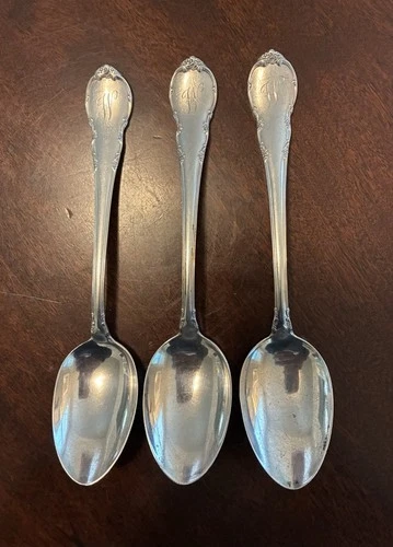 Vintage Lunt Modern Victorian Sterling Silver Teaspoons Set of Three 5 3/4"