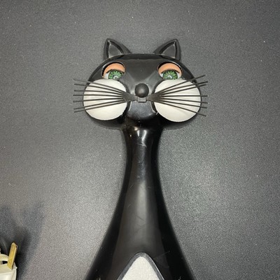 Vintage 1950s Spartus Here Kitty Kitty Cat Clock Eyes Blink Tail