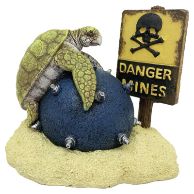Aqua Della Aquariumdekoration Danger Mines mit Schildkröte, NEU