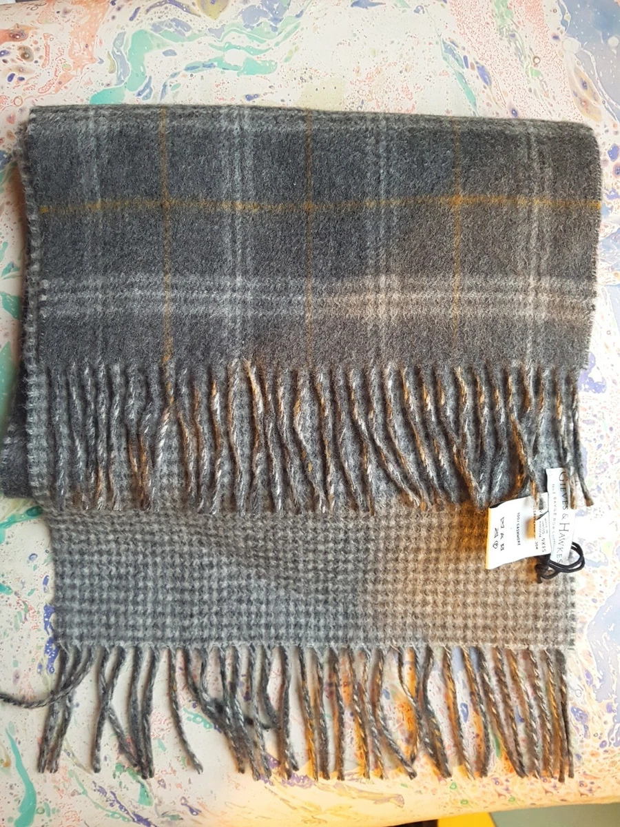 Gieves u0026amp; Hawkes Scarf 100% Cashmere Made in UK Grey Brown Check 30 X  160 RRP£200 | eBay