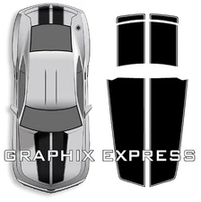 MATTE BLACK - Camaro RACING STRIPES Rally Decal 2010-2015 Chevy hood trunk