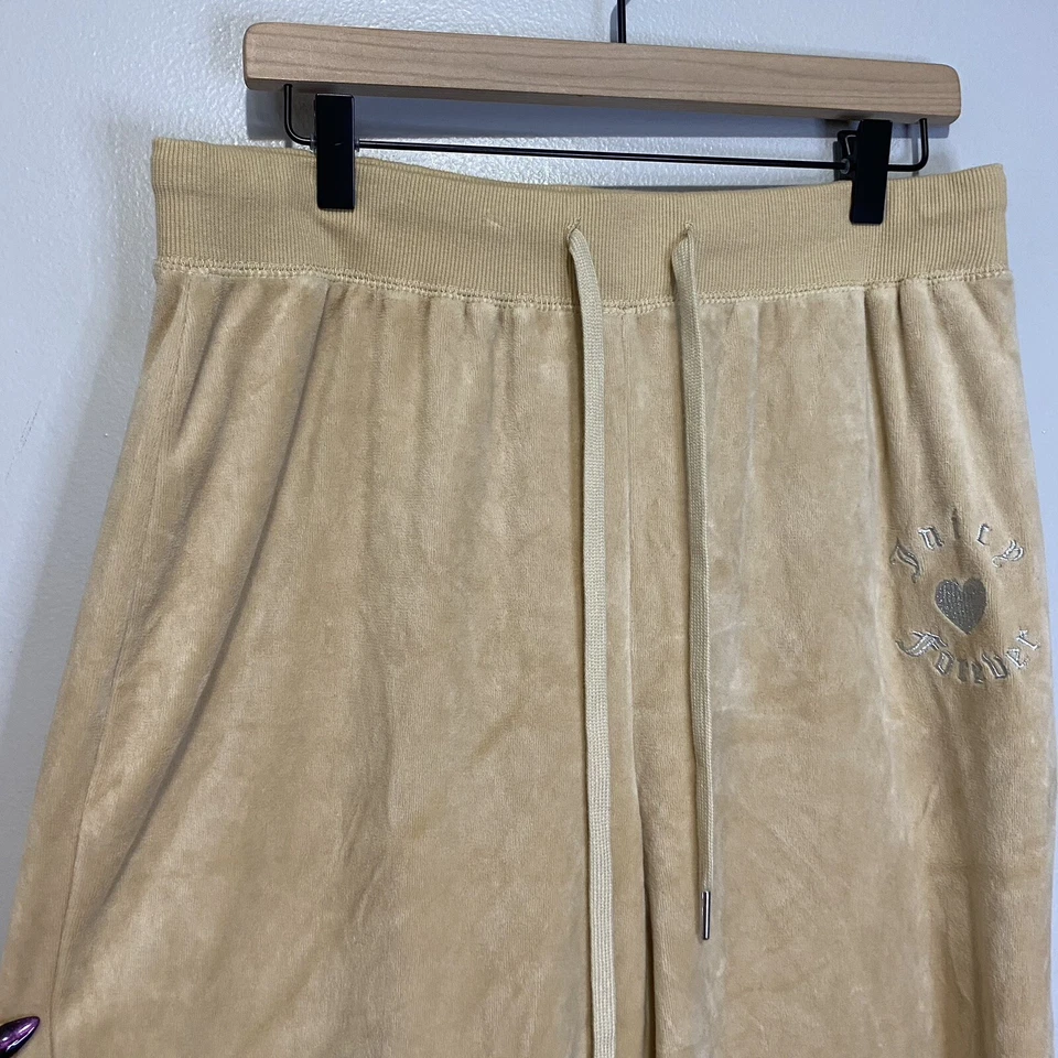 Juicy Couture Forever 21 Bronceado NUEVO Pantalones de Correr de Terciopelo Estrás Talla 0X Foto 3 de 4