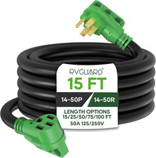 RVGUARD 50 Amp 15 Foot RV/EV Extension Cord, NEMA 14-50P/R Heavy Duty Cord