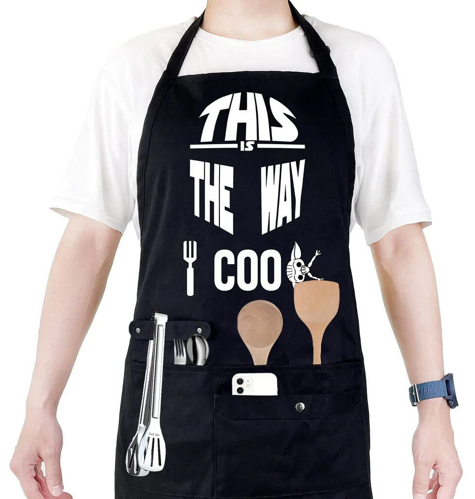Funny Cooking Apron For Men & Women - Adjustable BBQ Gardening Painting Apron With Pockets, Fathers Day Gift