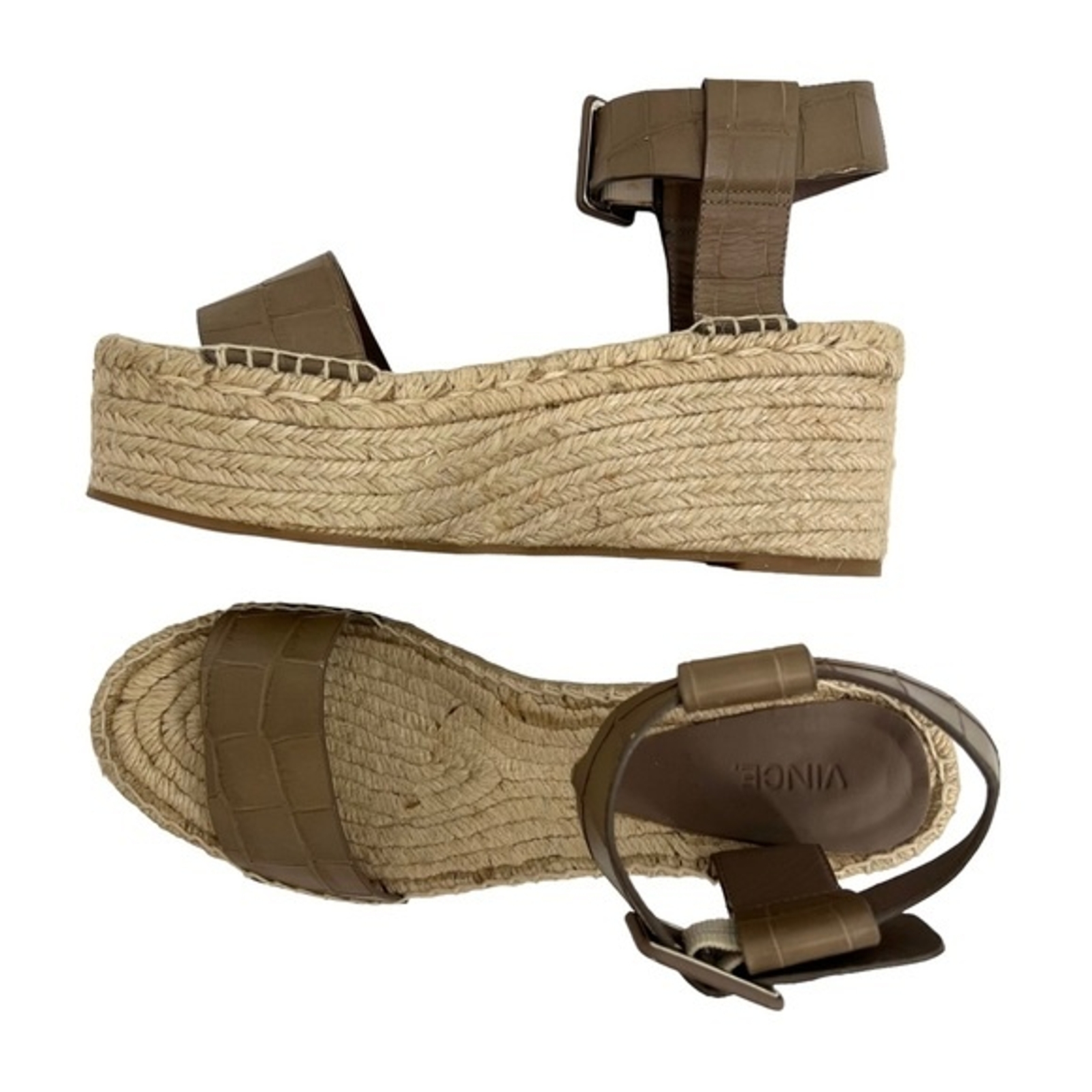 APL Sandali con plateau Vince Abby Croc espadrillas cinturino tortora pelle comodi taglia 9