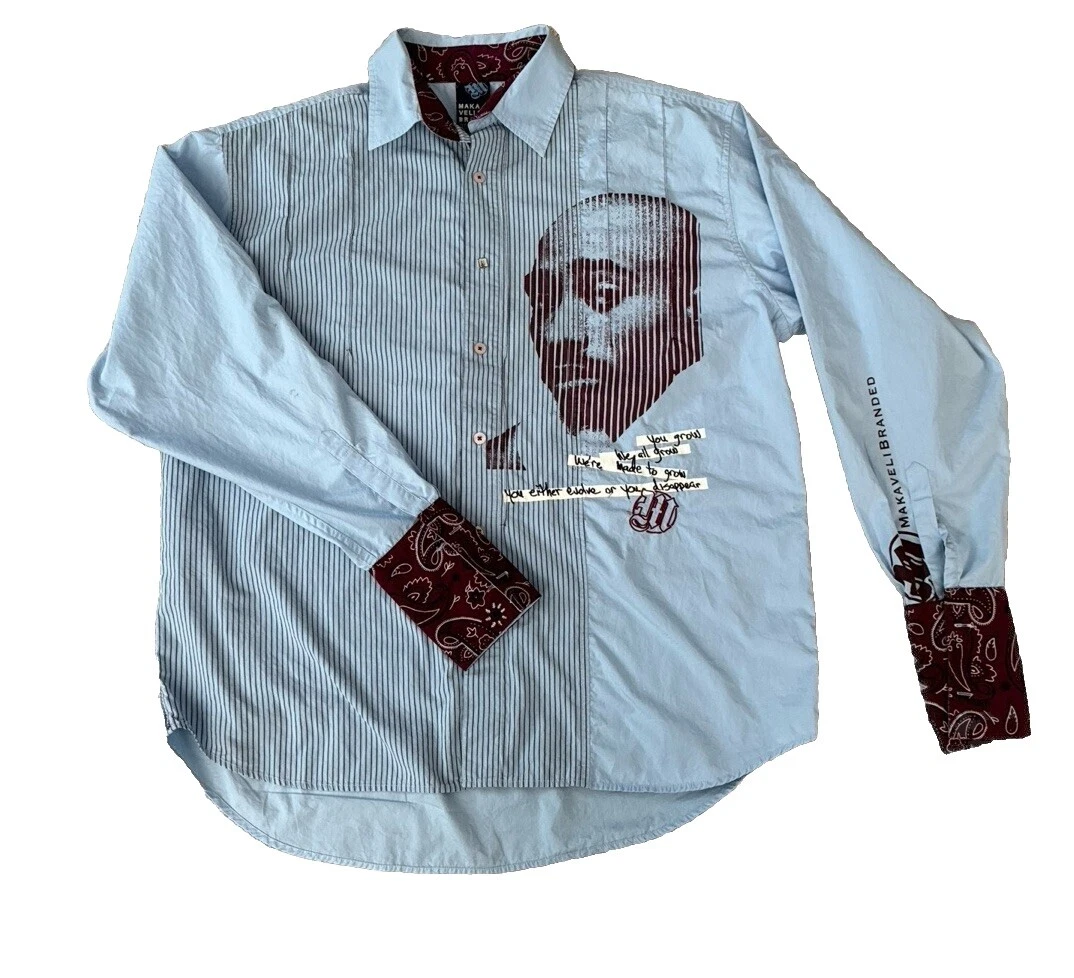 Makaveli Cotton Long Sleeve Casual Button-Down Shirts for Men