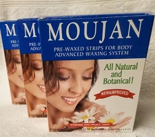 3 PK MOUJAN , PRE-WAXED STRIPS FOR BODY, Hair Removal WaxED Strips, 8 - 2 SIDED