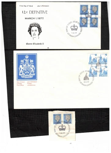 CANADA 1977 12c TWO DEFINITIVES BL/4 on FDC**see scan MNH cat #713/716 BOX 534