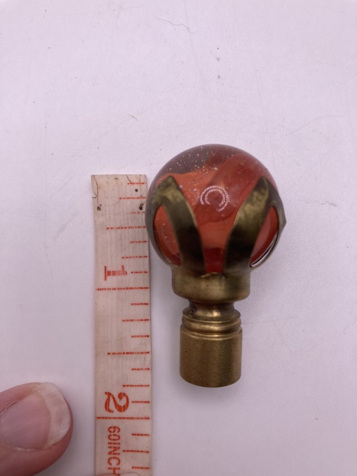 Vintage Red Glass Marble Ball and Brass Lamp Finial eBay