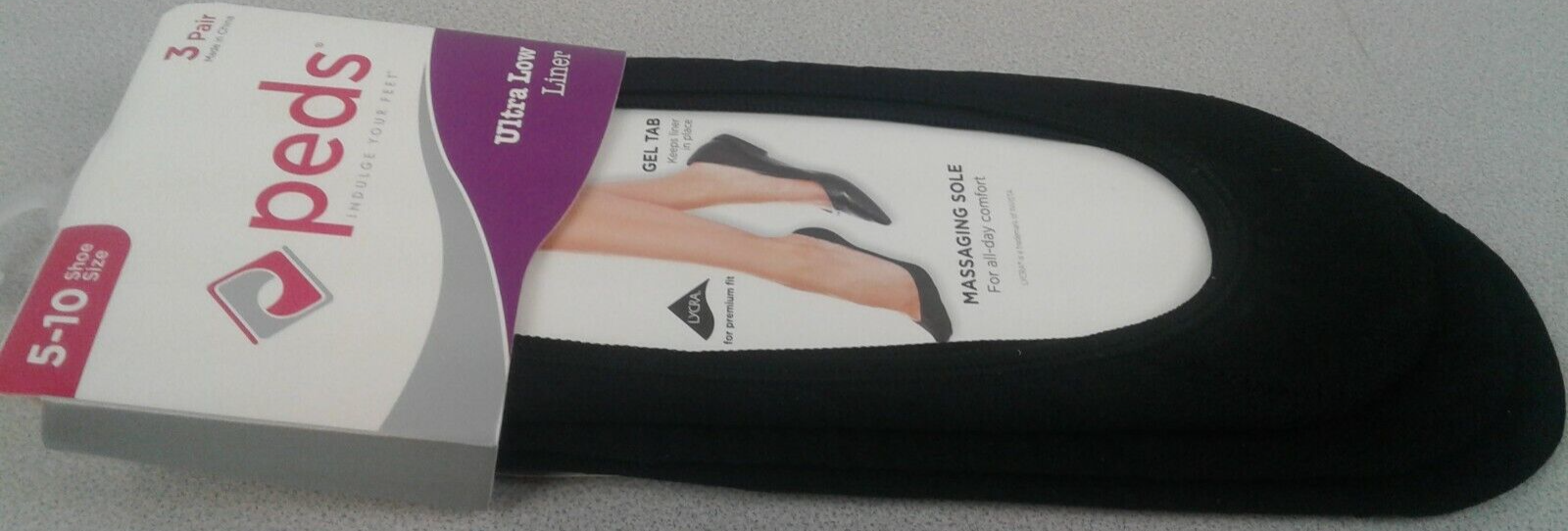 SAOLA Peds suola massaggiante donna 3 paia fodere nere ultra basse taglia 5 10 nuove (65