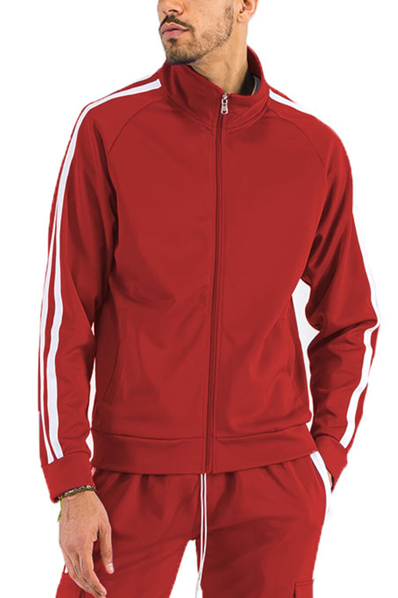 Two Stripe Full Zip Casual Activewear Sweat Track Jacket Two Stripe Full Zip Casual Activewear Sweat Track Jacket