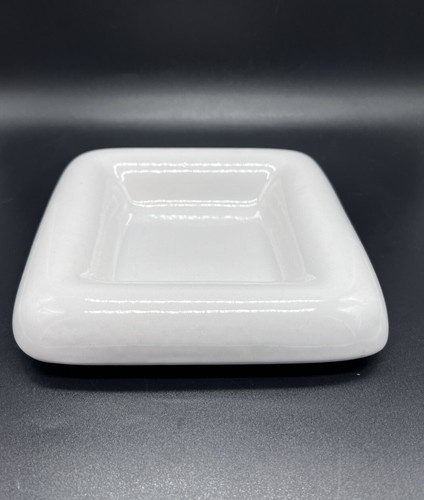 Vintage Haeger Pottery Square Ceramic Bowls White Rolled Edge Art Deco Style X2 - Picture 12 of 20