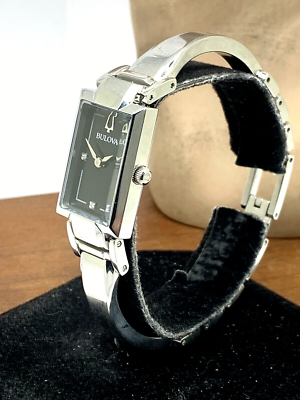 Bulova Womens Watch 96P209 Silver Tone Black Mother of Pearl Dial Diamon… Amazon.com: Bulova Ladies main image 3