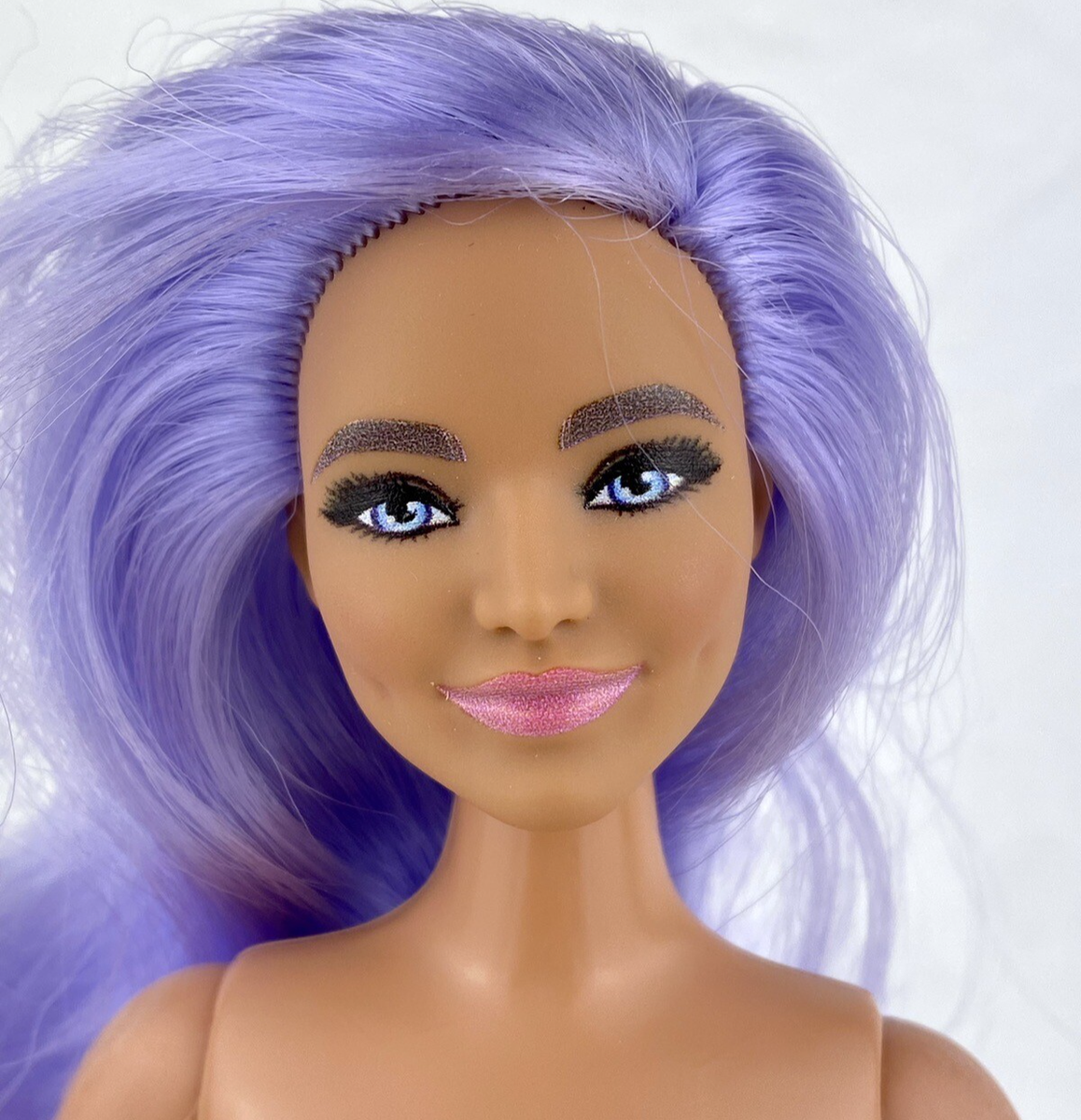 Barbie Violet Face Purple Hair Curvy Dimples GRB49 Mattel