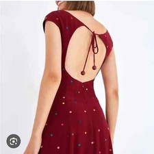 FARM Rio Burgundy Polka Dot Midi Dress NWT Size L
