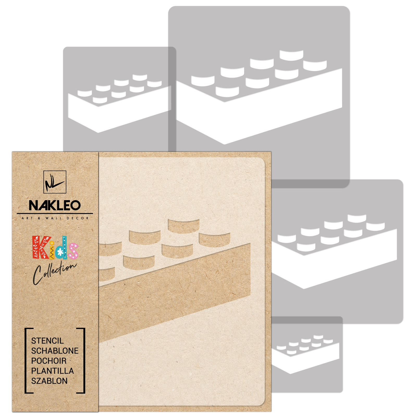 5x reusable PLASTIC Stencils // 34cm to 9cm // Nursery Template // LEGO BLOCK 2