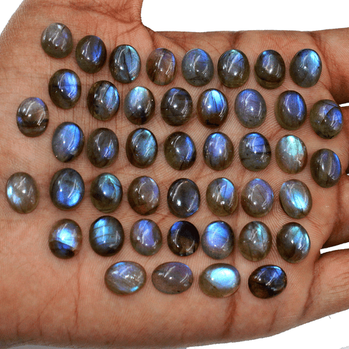 Lote de 44 piedras preciosas cabujón ovalado destello azul verde labradorita natural 11 mm x 9 mm - Imagen 3 de 10