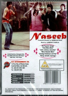 NASEEB GVI BOLLYWOOD DVD Amitabh Bachchan, Shatrughan Sinha, Rishi 