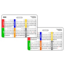 2025 Month by Month Calendar Horz Badge Card ID Pocket Quick Ref Cheat Sheet